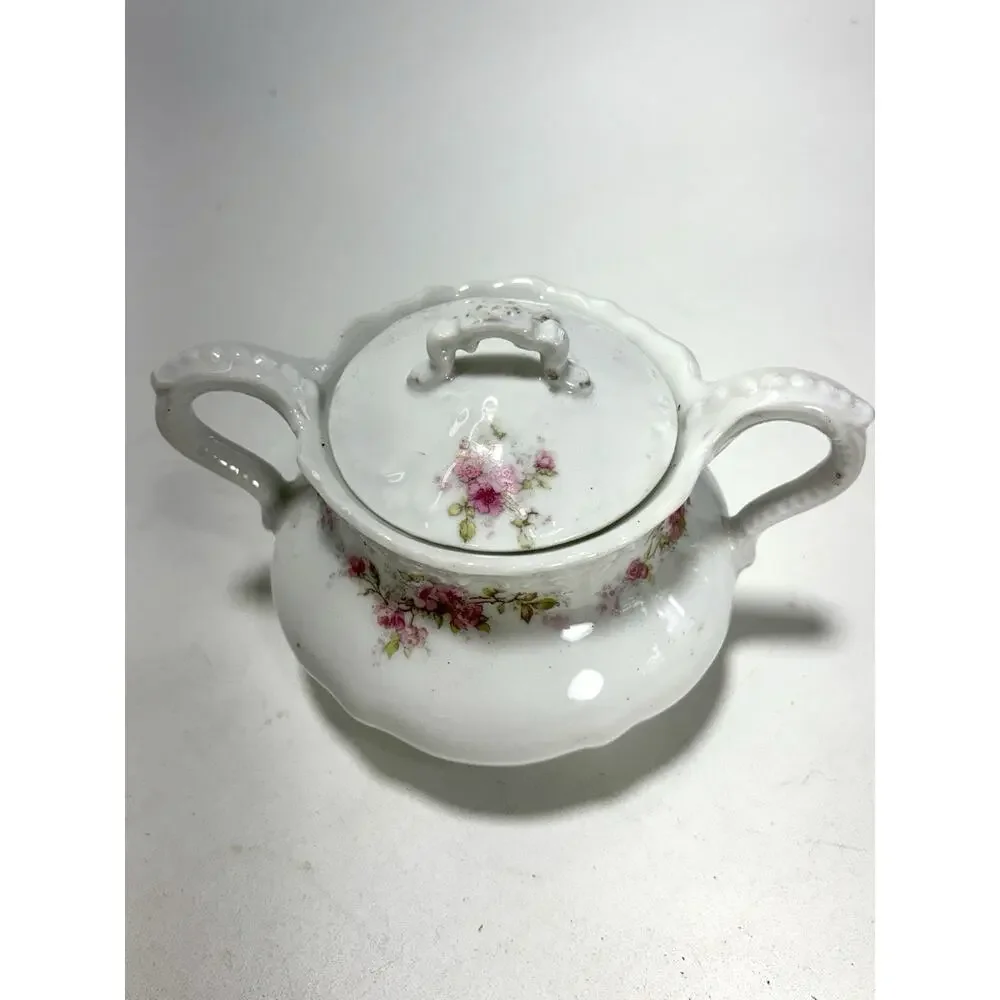 Antique Elite Limoges France Mini Sugar Bowl Floral Porcelain